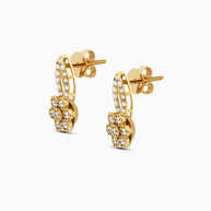 18K Yellow Gold Floral Diamond Drop Stud Earrings – 0.40ct.