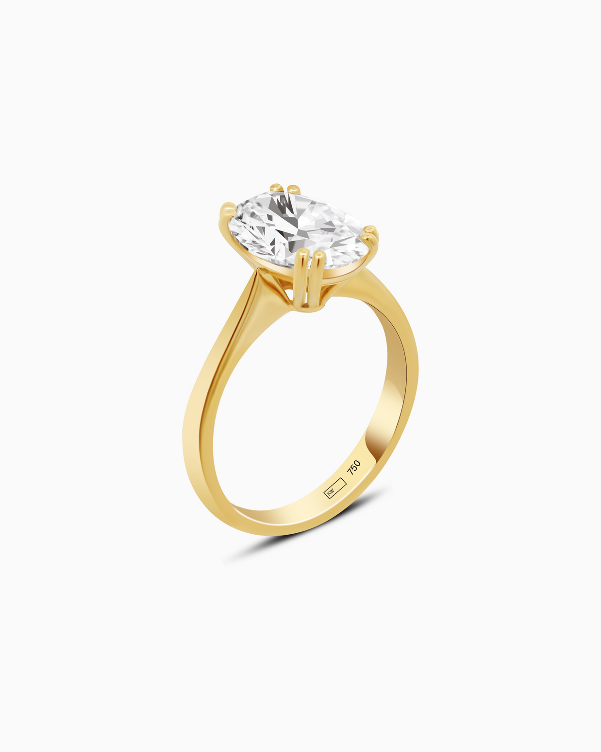 18K Yellow Gold Oval Lab-Grown Diamond Solitaire Ring – 3.00ct.