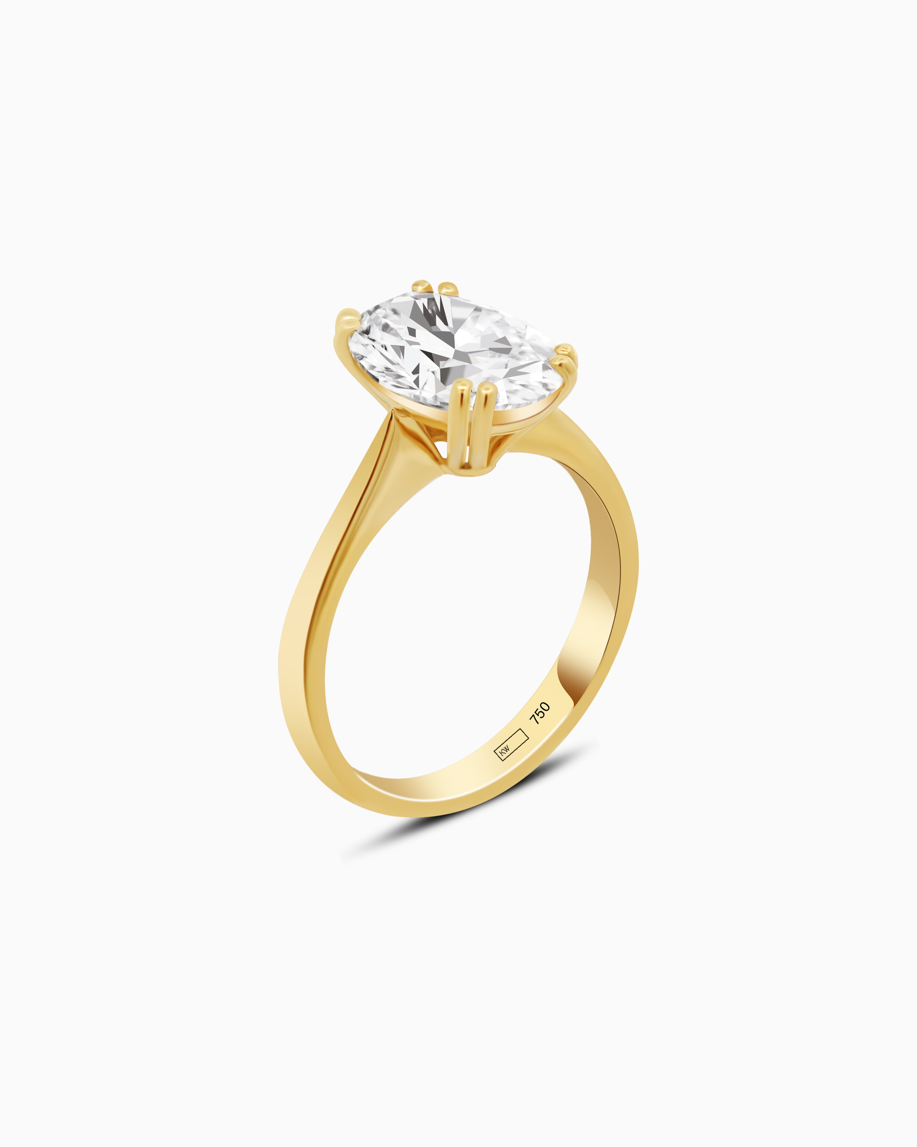 18K Yellow Gold Oval Lab-Grown Diamond Solitaire Ring – 3.00ct.
