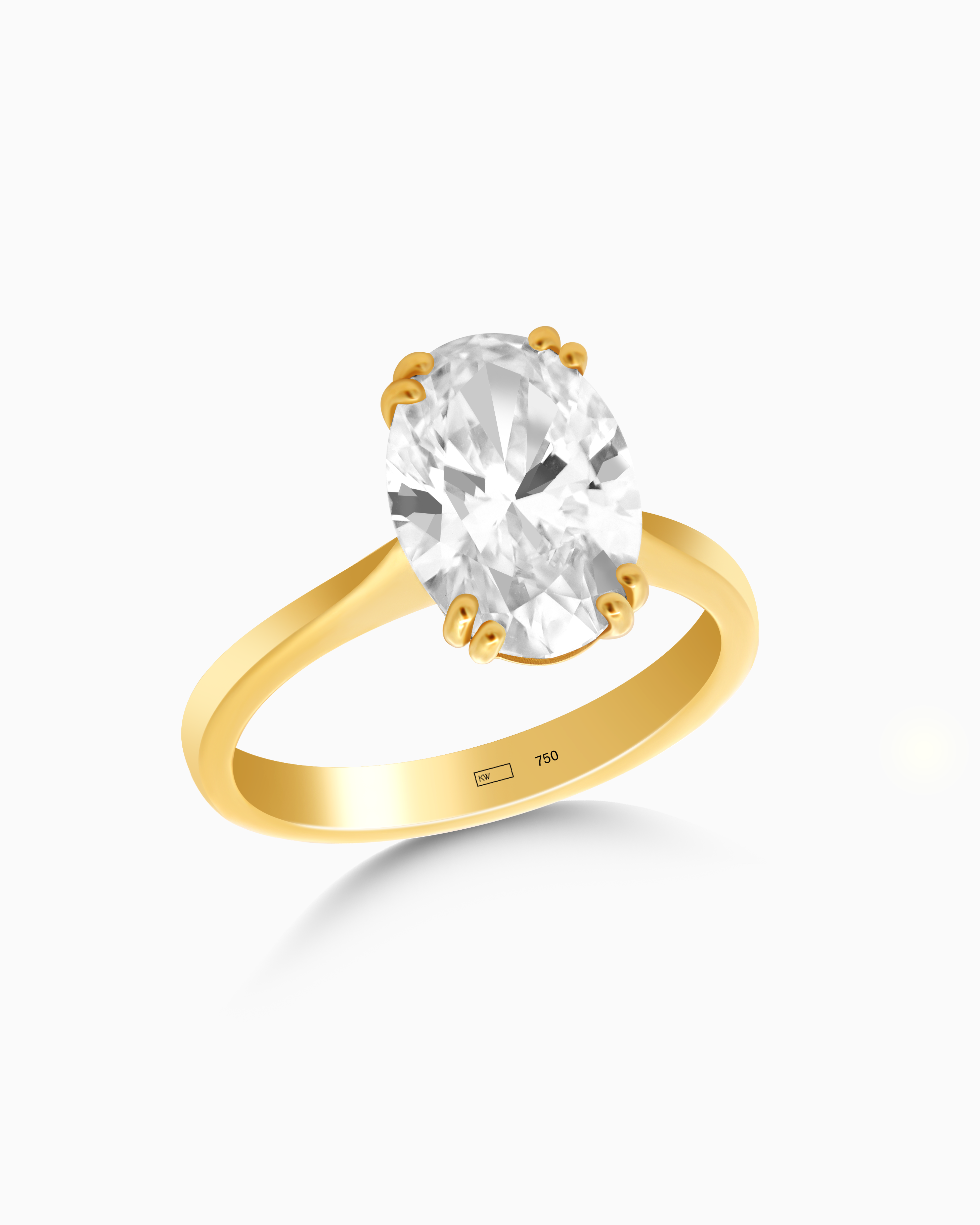 18K Yellow Gold Oval Lab-Grown Diamond Solitaire Ring – 3.00ct.