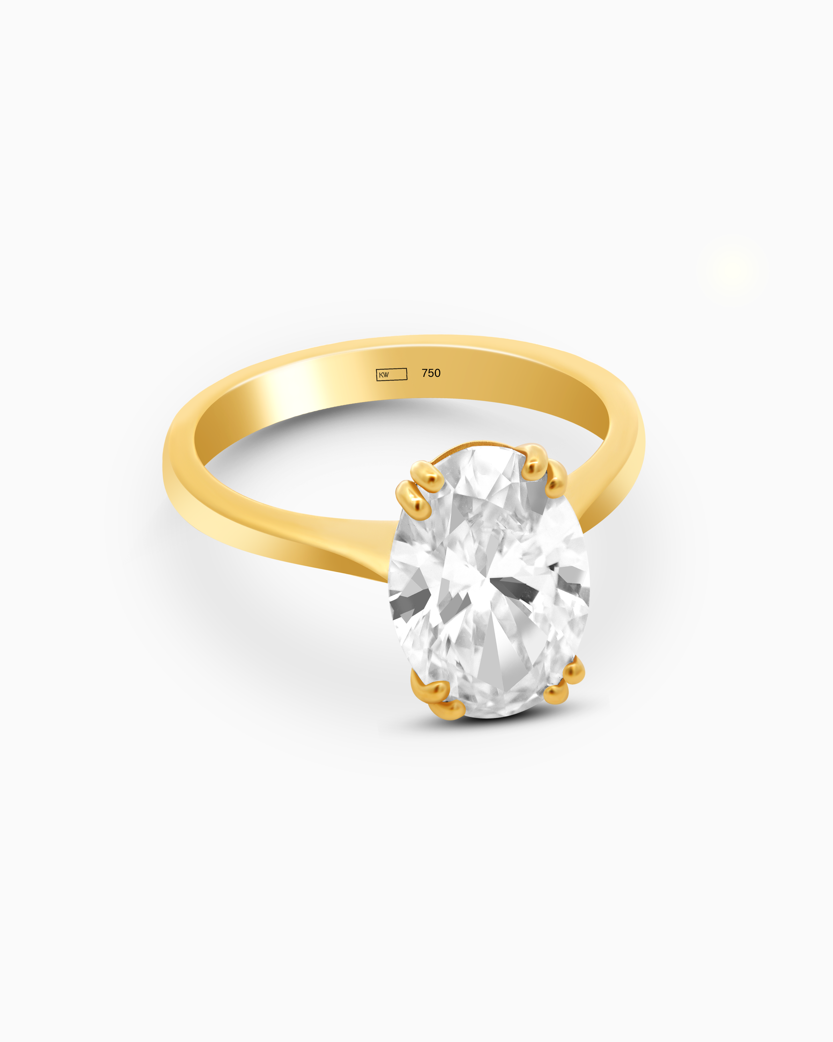 18K Yellow Gold Oval Lab-Grown Diamond Solitaire Ring – 3.00ct.