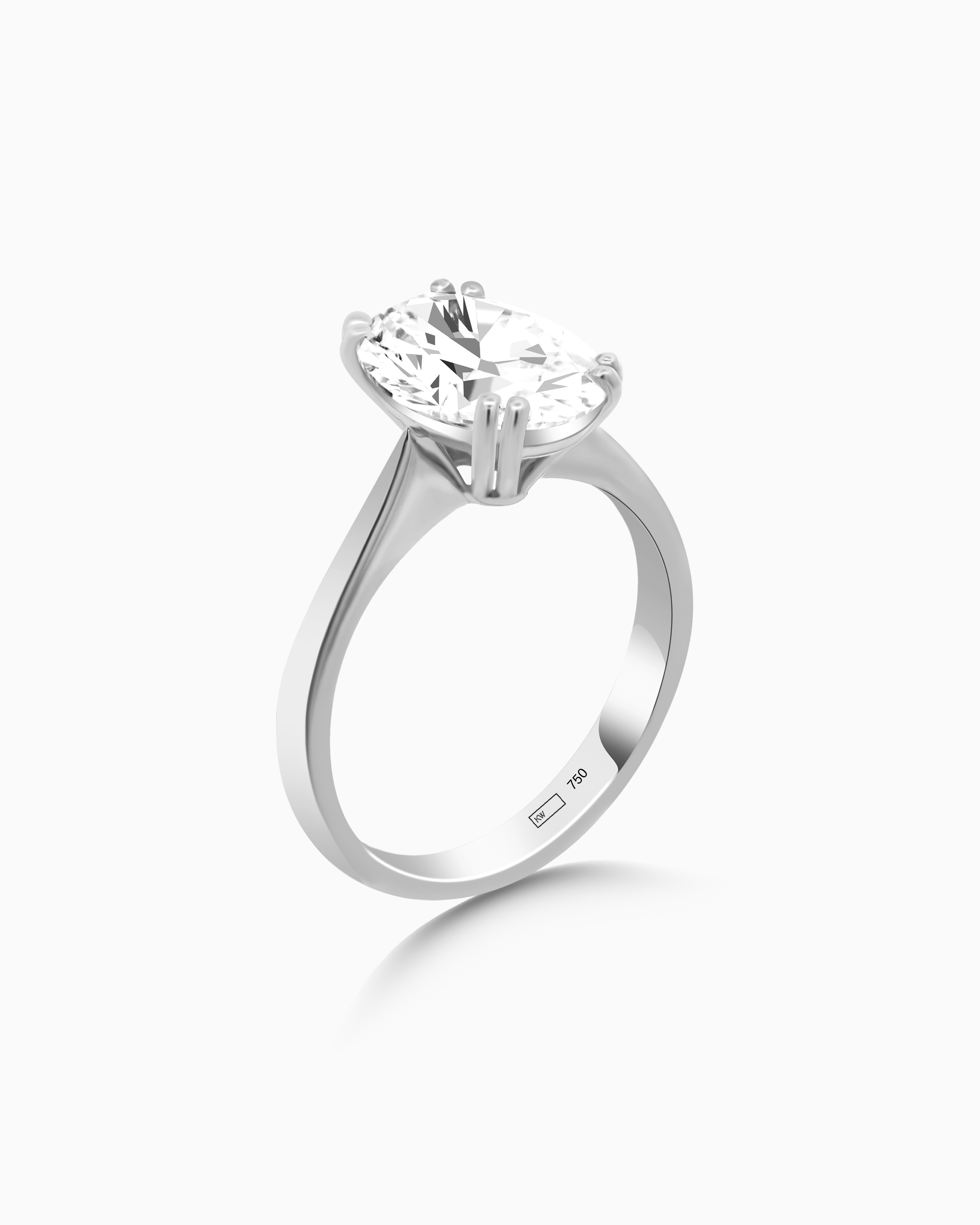 18K White Gold Oval Lab-Grown Diamond Solitaire Ring – 4.00ct.