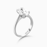 18K White Gold Oval Lab-Grown Diamond Solitaire Ring – 4.00ct.