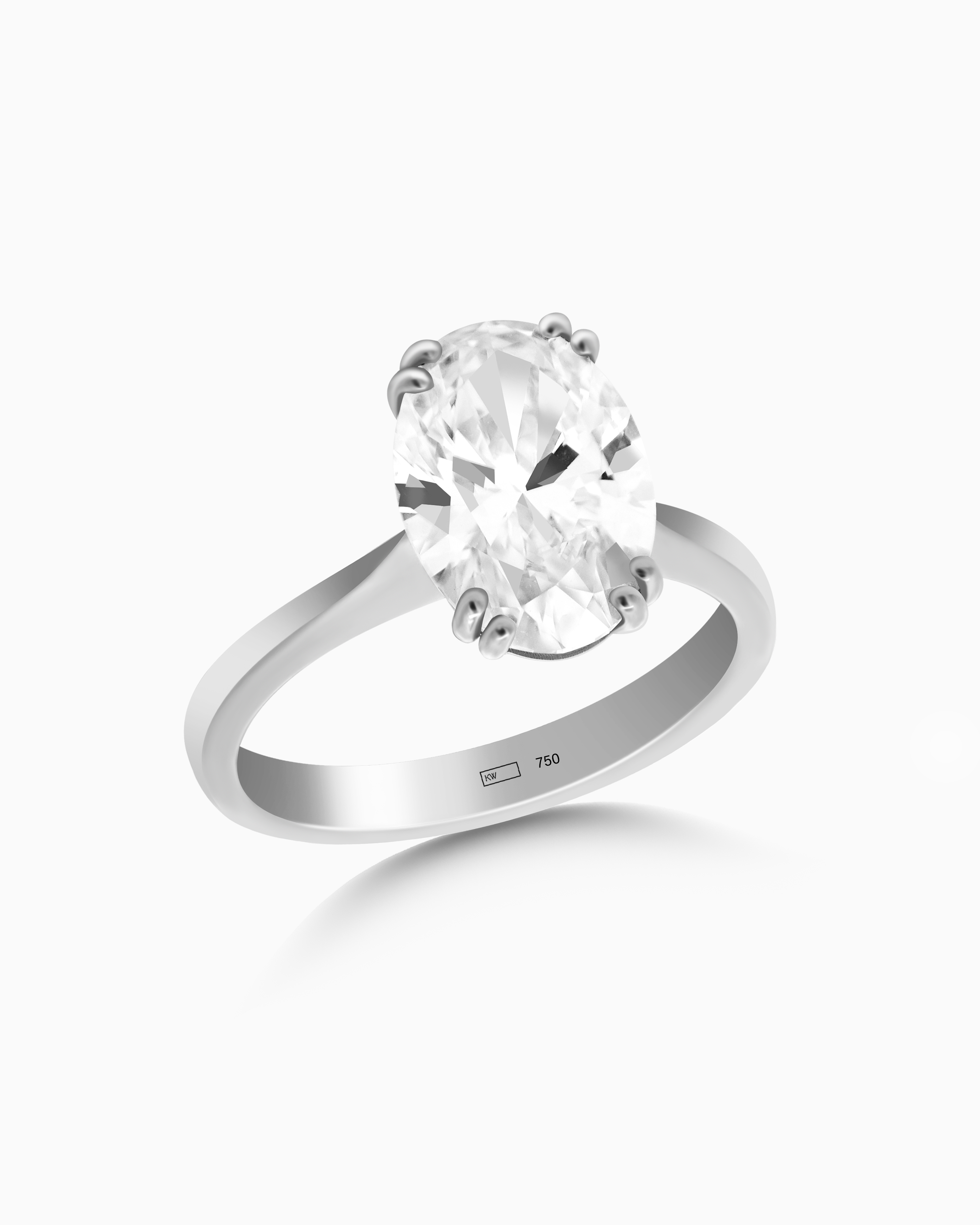 18K White Gold Oval Lab-Grown Diamond Solitaire Ring – 4.00ct.