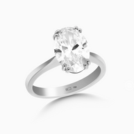 18K White Gold Oval Lab-Grown Diamond Solitaire Ring – 4.00ct.
