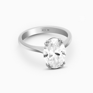 18K White Gold Oval Lab-Grown Diamond Solitaire Ring – 4.00ct.