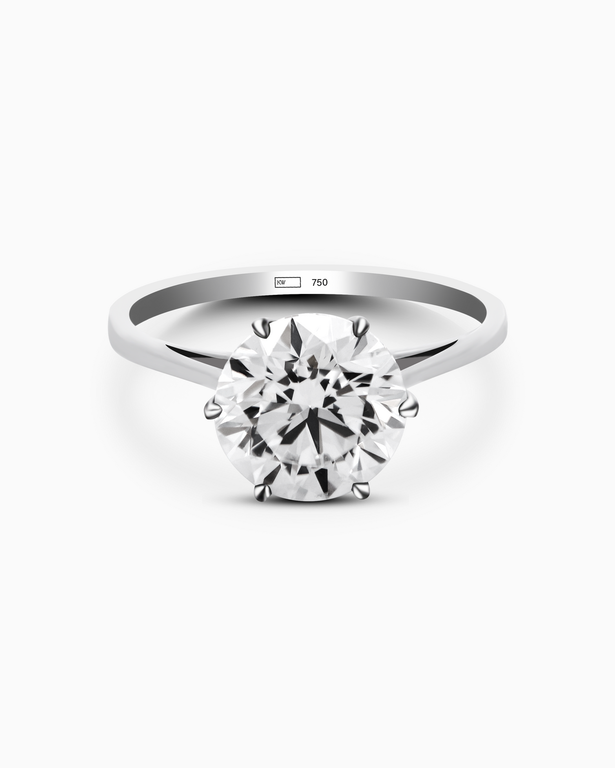 18K White Gold Round Lab-Grown Diamond Solitaire Ring – 2.50ct.