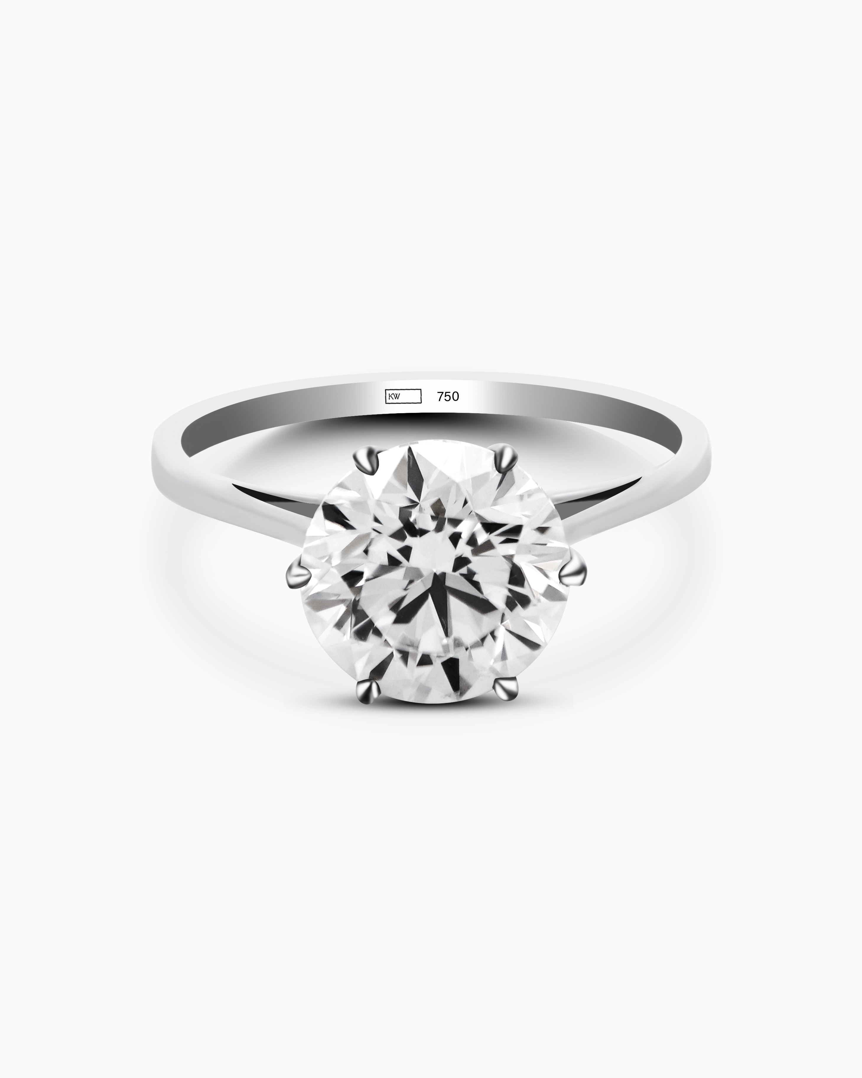 18K White Gold Round Lab-Grown Diamond Solitaire Ring – 2.50ct.