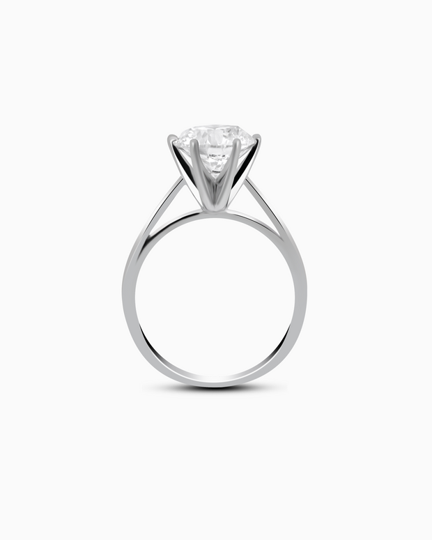 18K White Gold Round Lab-Grown Diamond Solitaire Ring – 2.50ct.