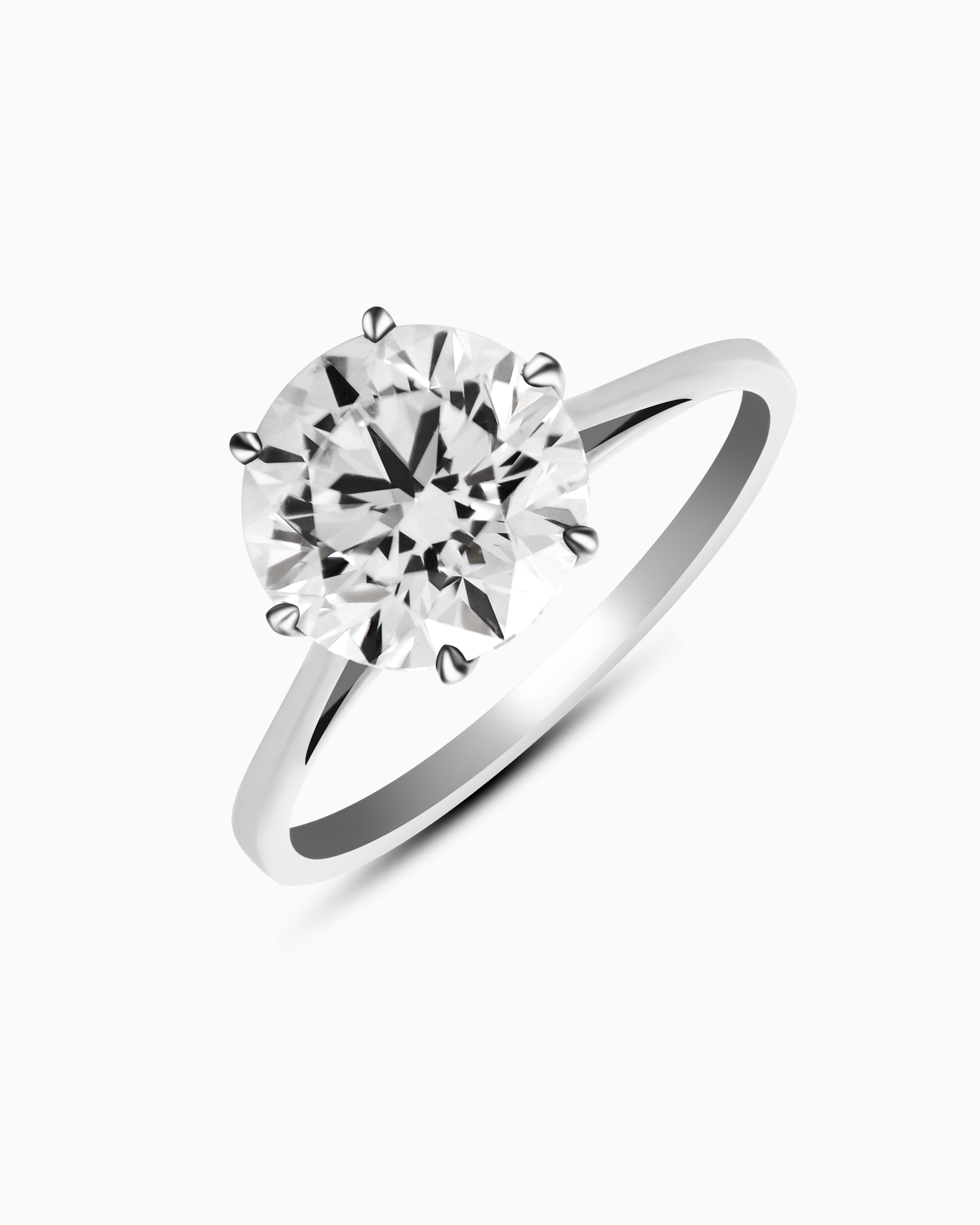 18K White Gold Round Lab-Grown Diamond Solitaire Ring – 2.50ct.