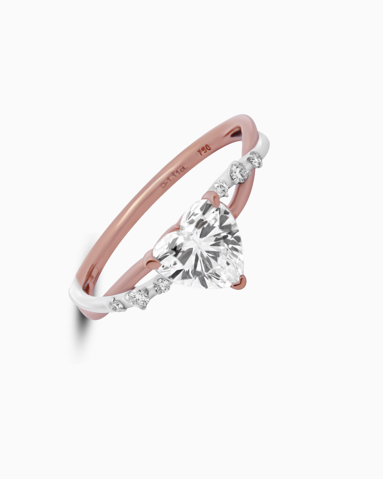 18K Two-Tone White and Rose Gold Heart Lab-Grown Diamond Ring – 1.10ct.