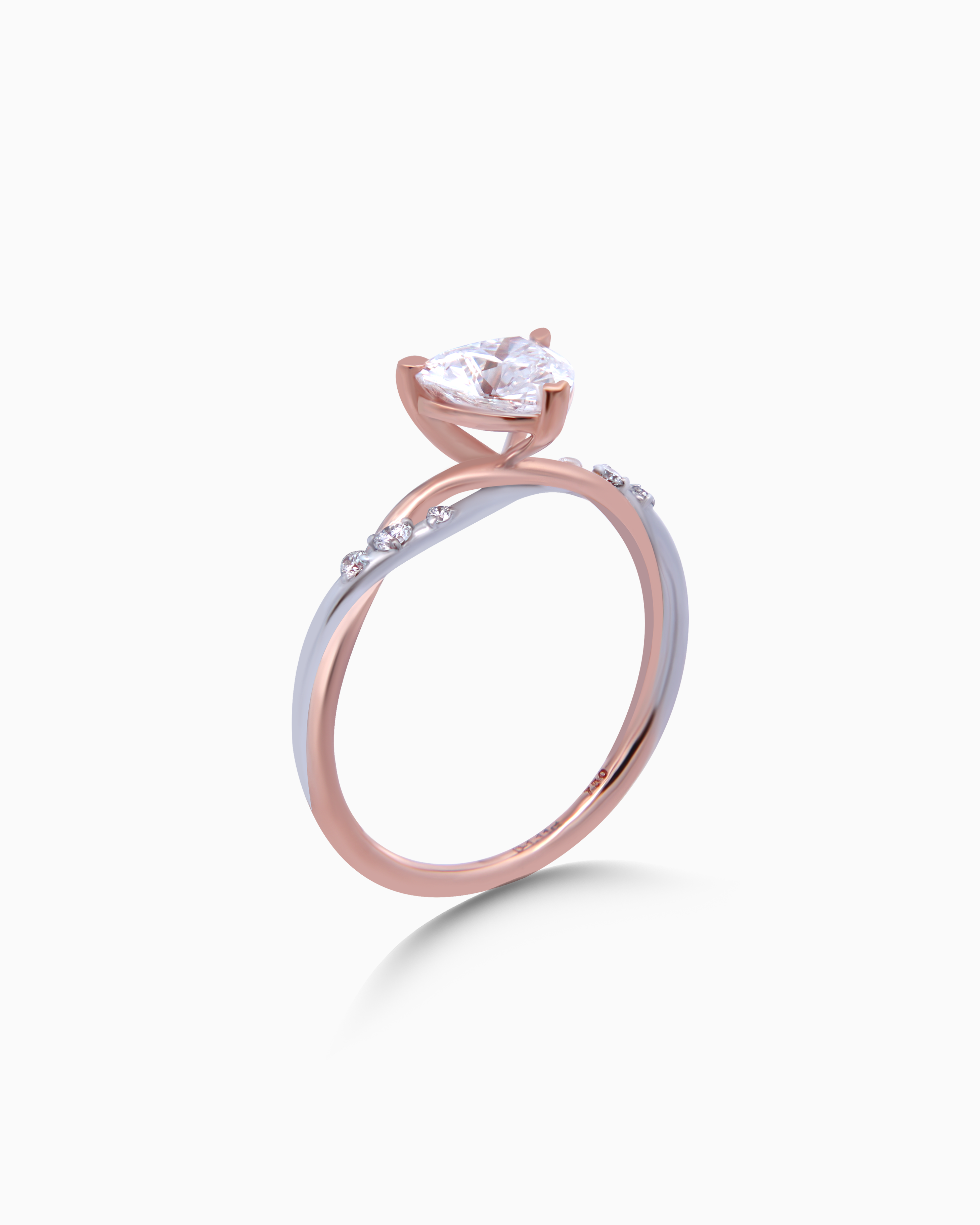 18K Two-Tone White and Rose Gold Heart Lab-Grown Diamond Ring – 1.10ct.