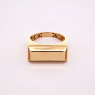 18K Gold Geometric Signet Ring with Pavé Accents