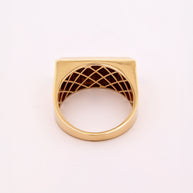 18K Gold Geometric Signet Ring with Pavé Accents