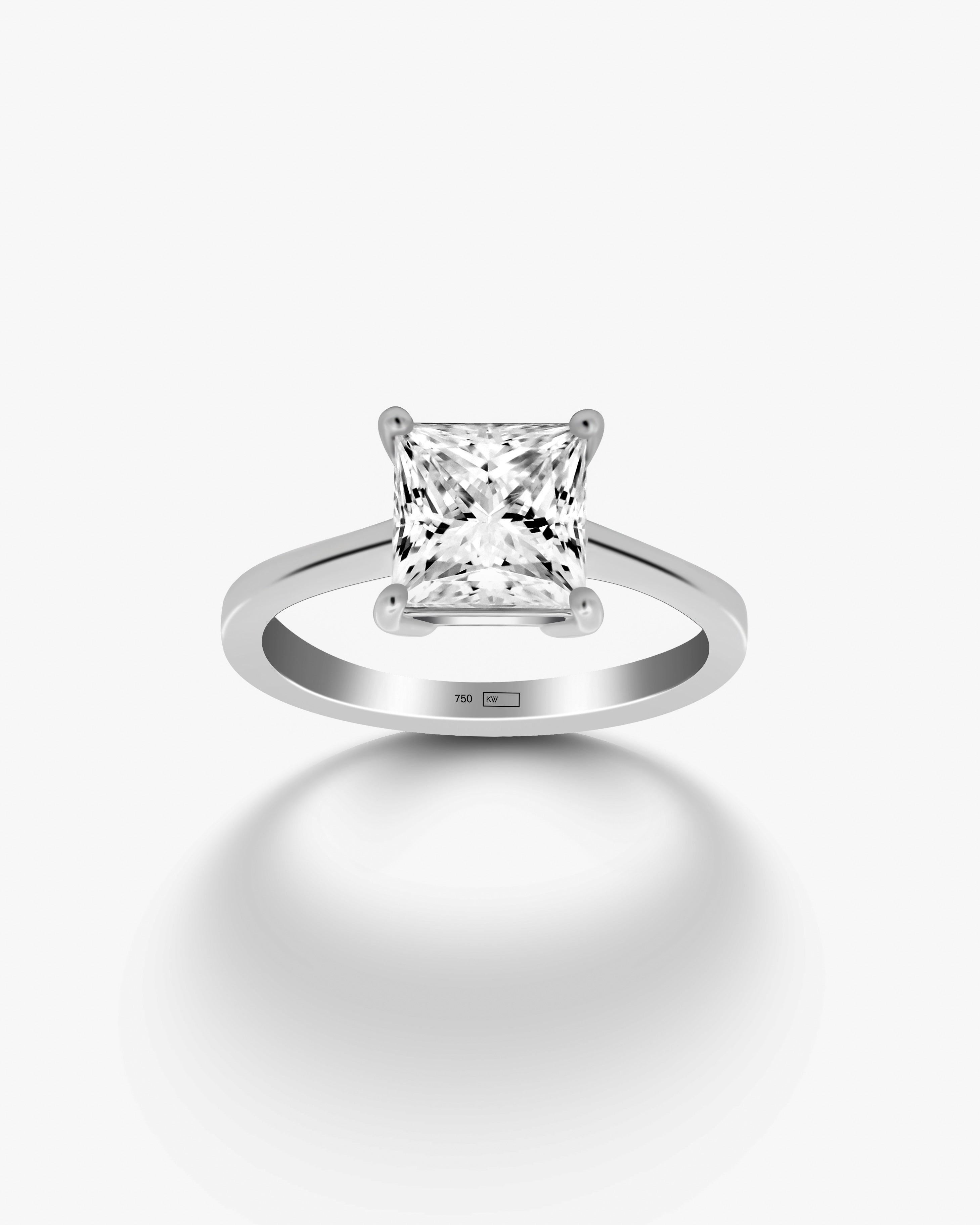 18K White Gold Princess Cut Lab-Grown Diamond Solitaire Ring – 2.00ct.