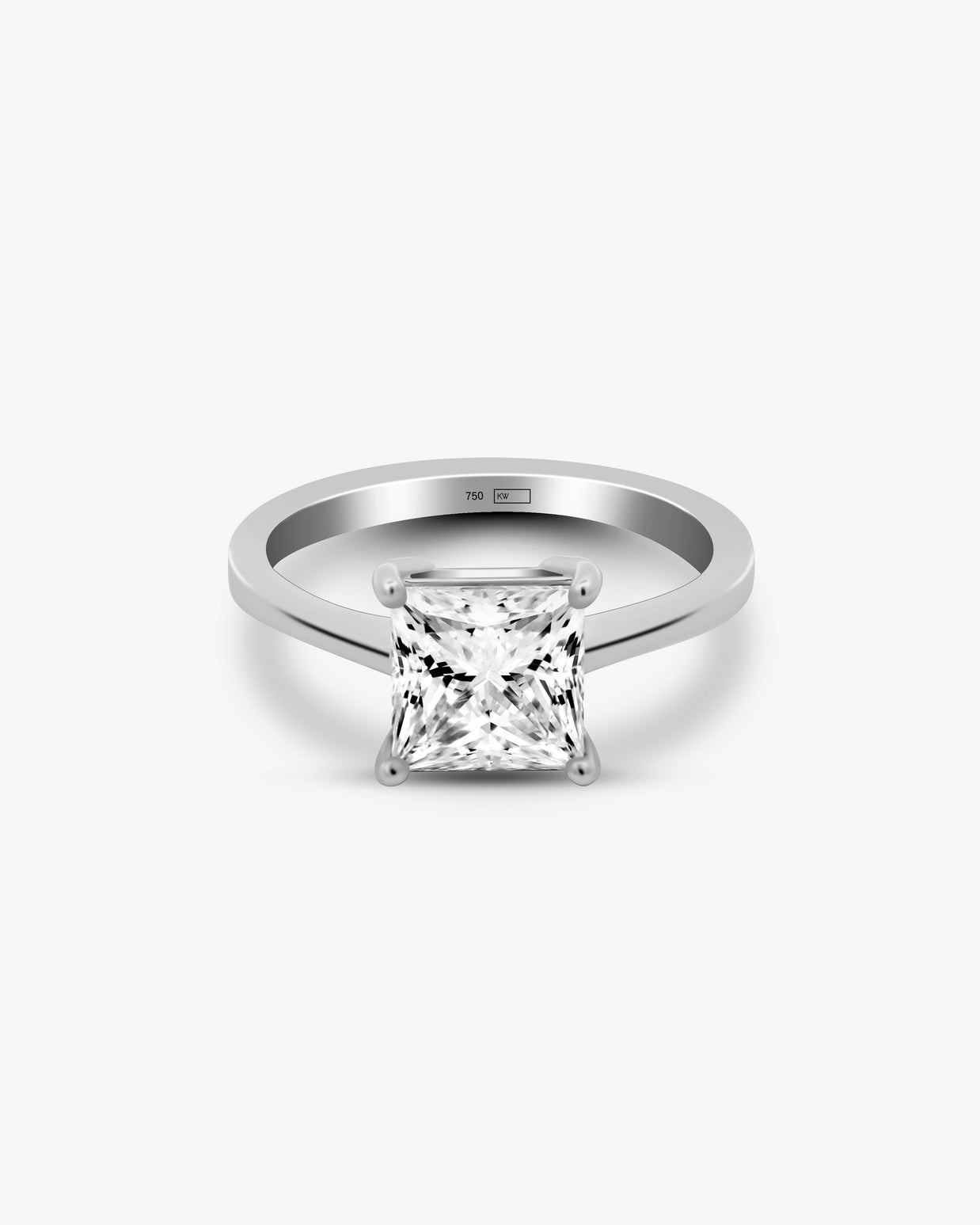 18K White Gold Princess Cut Lab-Grown Diamond Solitaire Ring – 2.00ct.