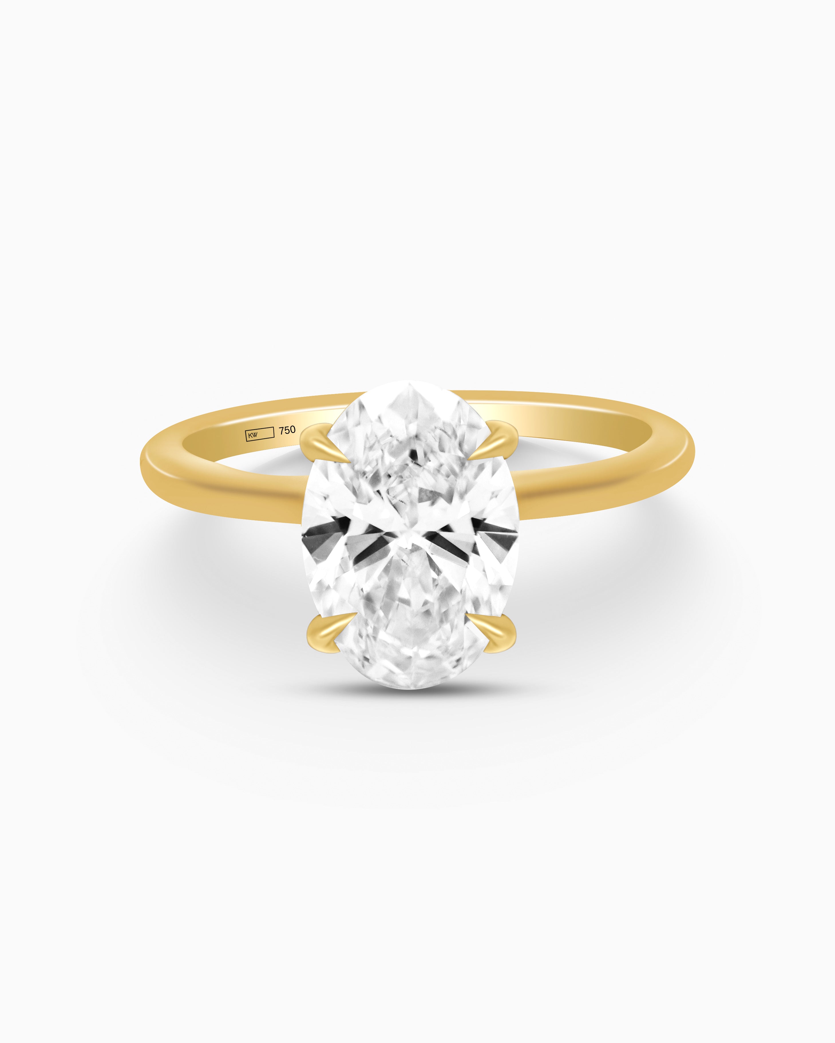 18K White Gold Oval Lab-Grown Diamond Solitaire Ring – 2.00ct.