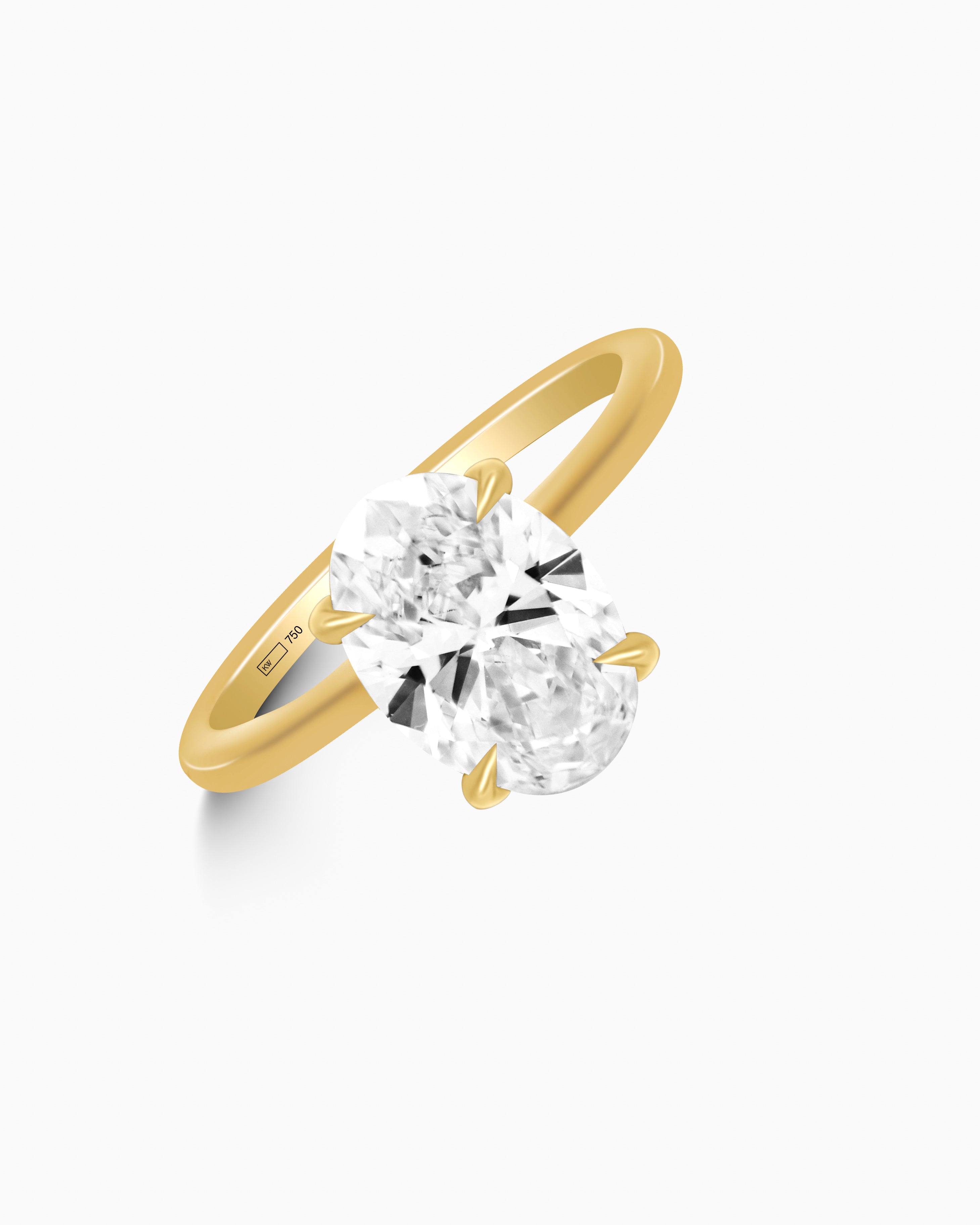 18K White Gold Oval Lab-Grown Diamond Solitaire Ring – 2.00ct.