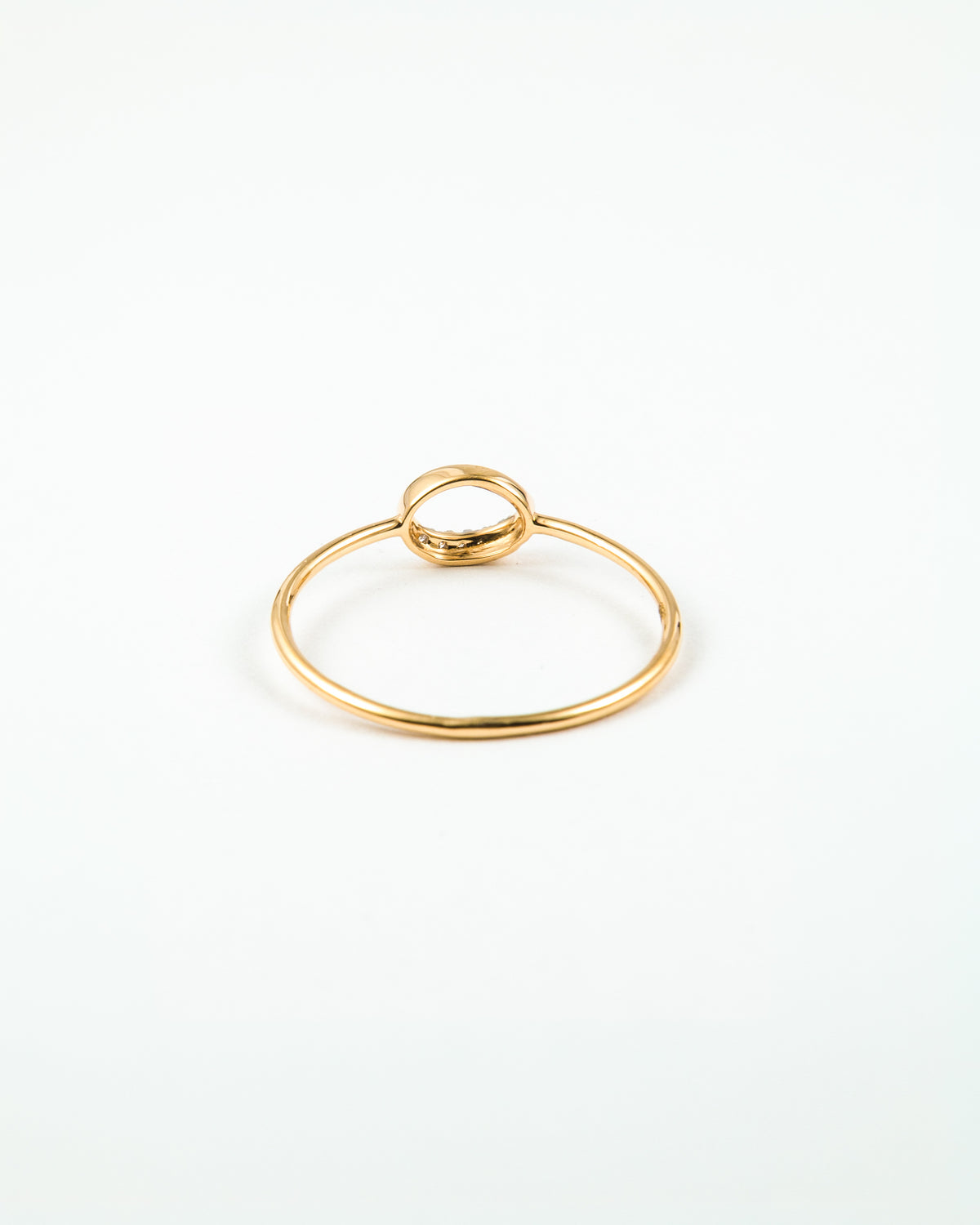 Yellow Gold Open Circle Diamond Stackable Ring