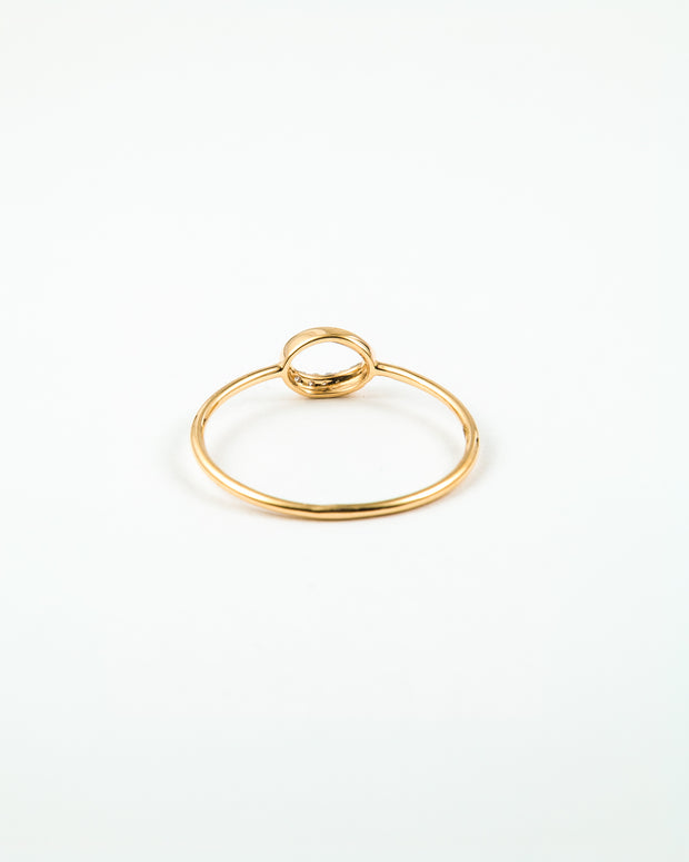 Yellow Gold Open Circle Diamond Stackable Ring