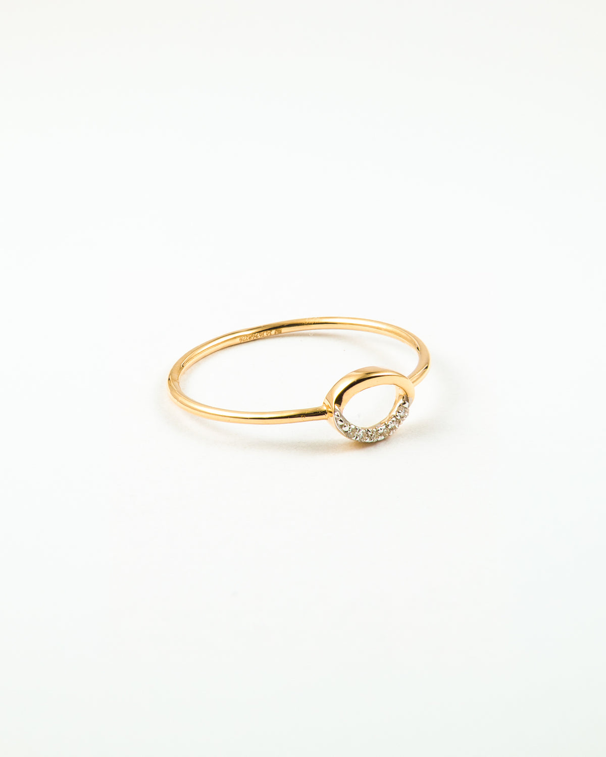 Yellow Gold Open Circle Diamond Stackable Ring