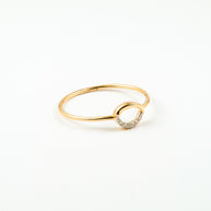 Yellow Gold Open Circle Diamond Stackable Ring