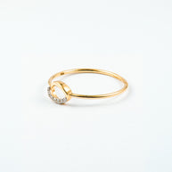 Yellow Gold Open Circle Diamond Stackable Ring