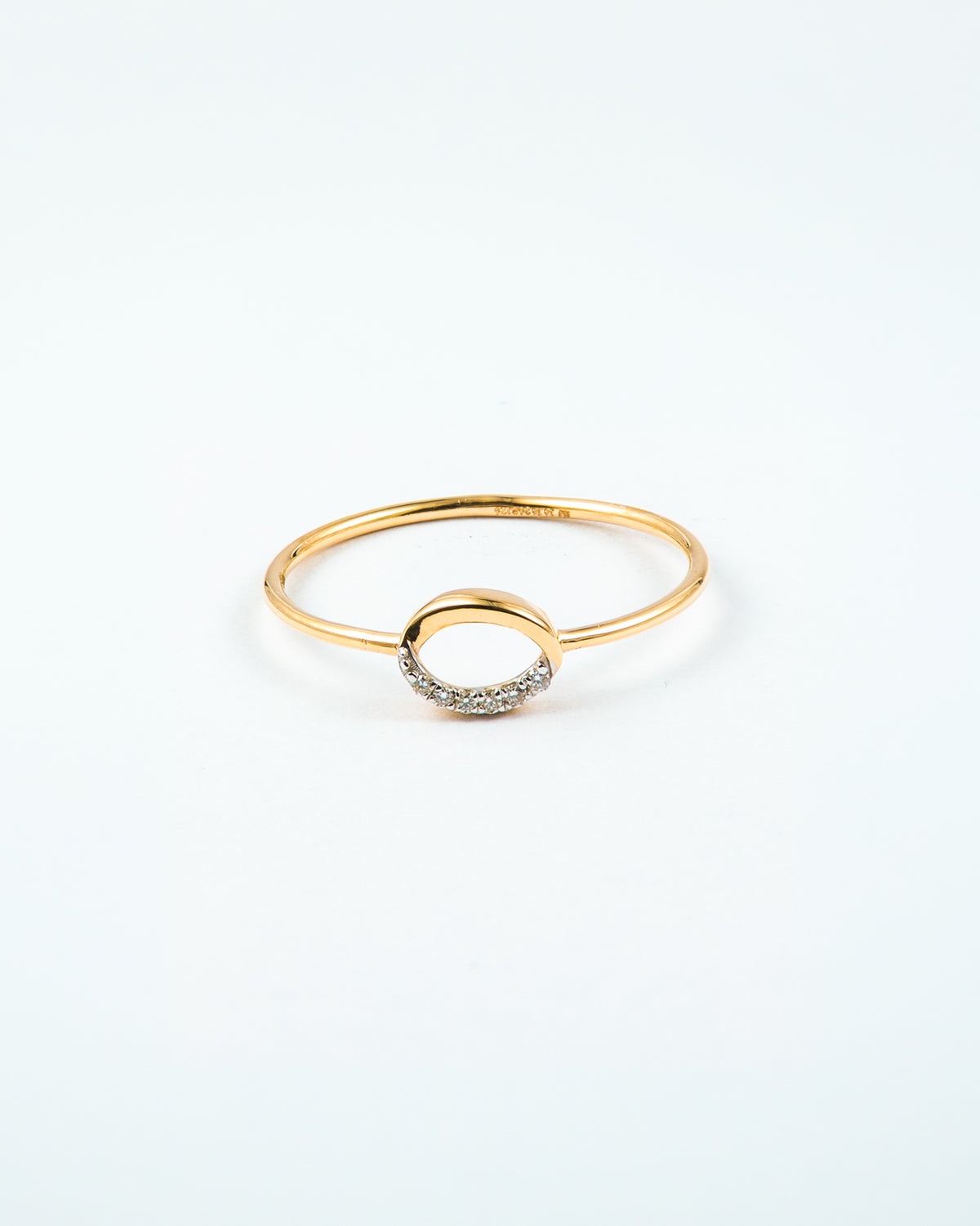 Yellow Gold Open Circle Diamond Stackable Ring