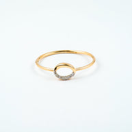 Yellow Gold Open Circle Diamond Stackable Ring