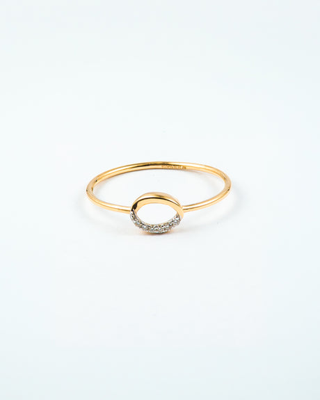 Yellow Gold Open Circle Diamond Stackable Ring