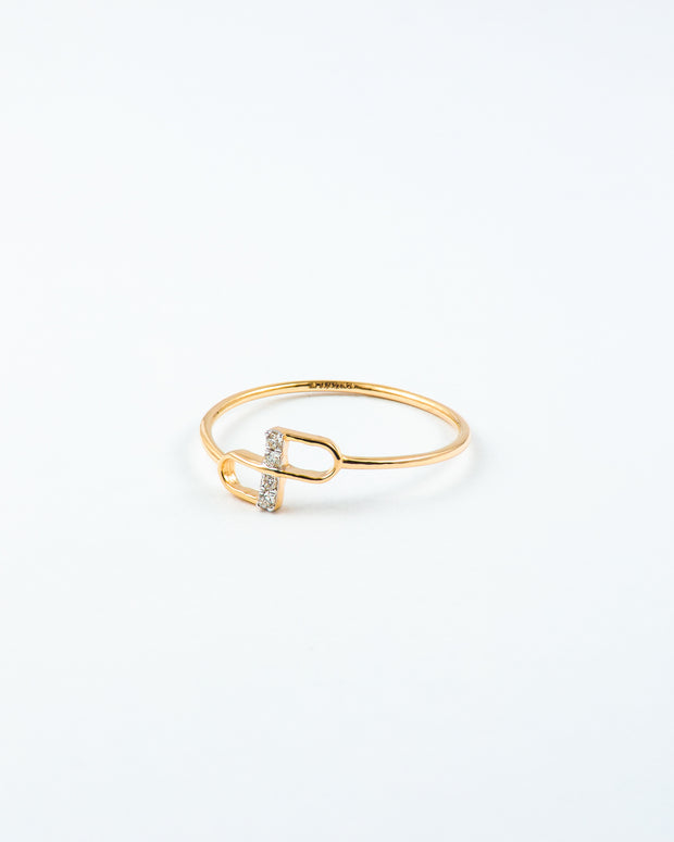 Yellow Gold Diamond Accent Interlocking Loop