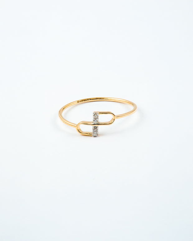 Yellow Gold Diamond Accent Interlocking Loop
