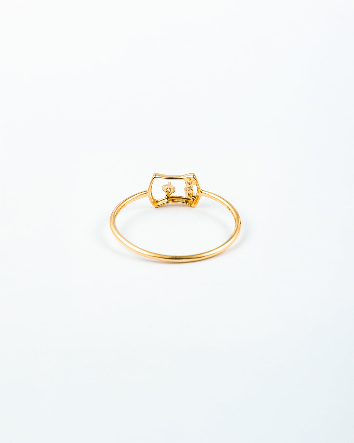 Geometric Open Frame Diamond Stackable Ring in Yellow Gold
