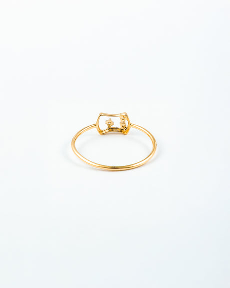 Geometric Open Frame Diamond Stackable Ring in Yellow Gold
