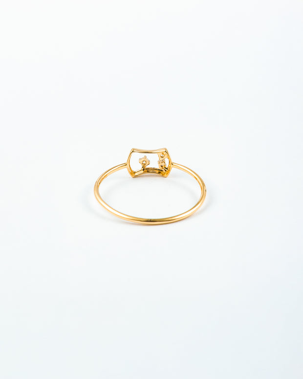 Geometric Open Frame Diamond Stackable Ring in Yellow Gold