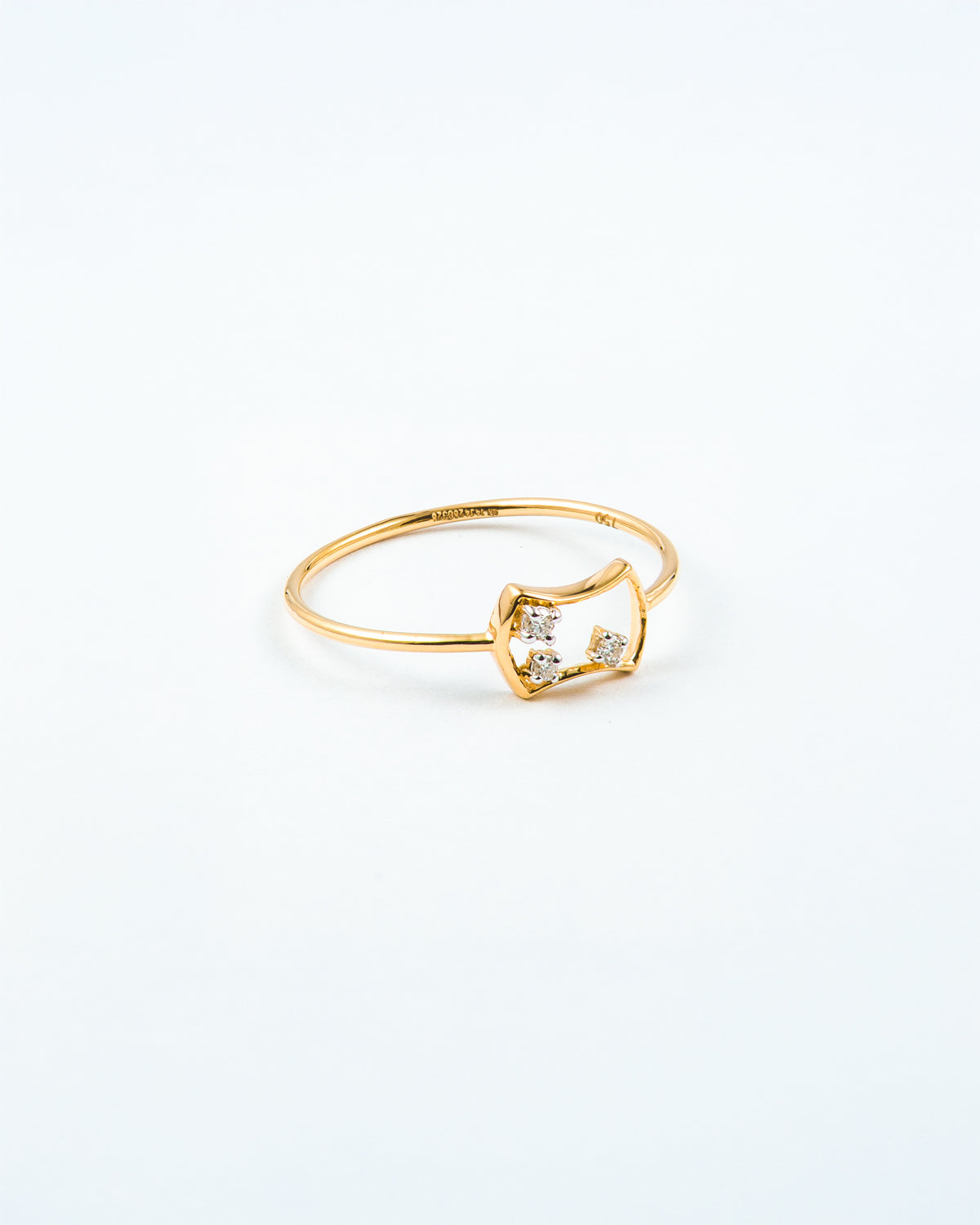Geometric Open Frame Diamond Stackable Ring in Yellow Gold