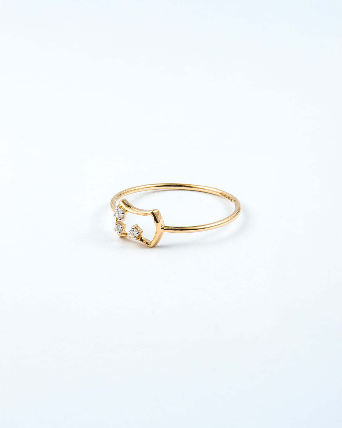 Geometric Open Frame Diamond Stackable Ring in Yellow Gold