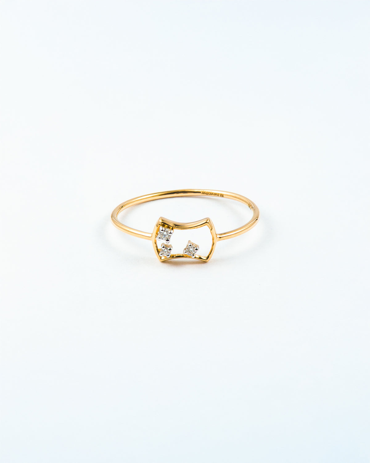Geometric Open Frame Diamond Stackable Ring in Yellow Gold