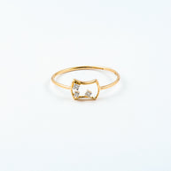 Geometric Open Frame Diamond Stackable Ring in Yellow Gold
