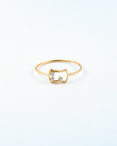 Geometric Open Frame Diamond Stackable Ring in Yellow Gold