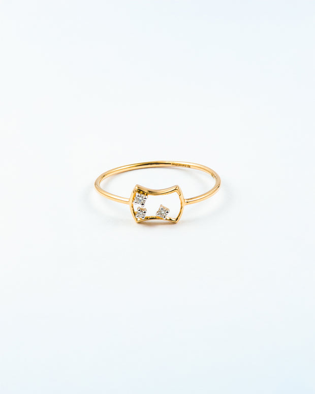 Geometric Open Frame Diamond Stackable Ring in Yellow Gold
