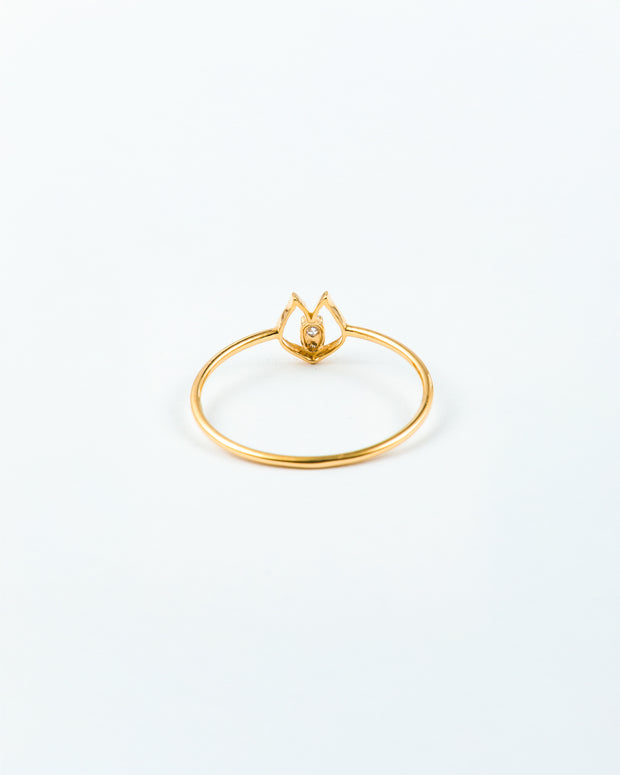 Yellow Gold Solitaire Ring with Stylized Setting