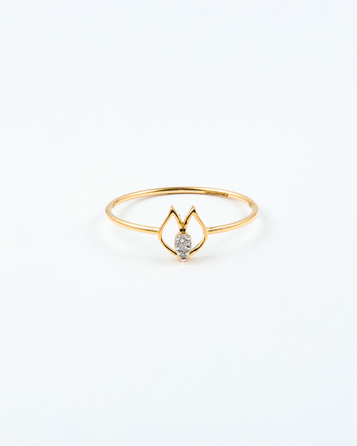 Yellow Gold Solitaire Ring with Stylized Setting