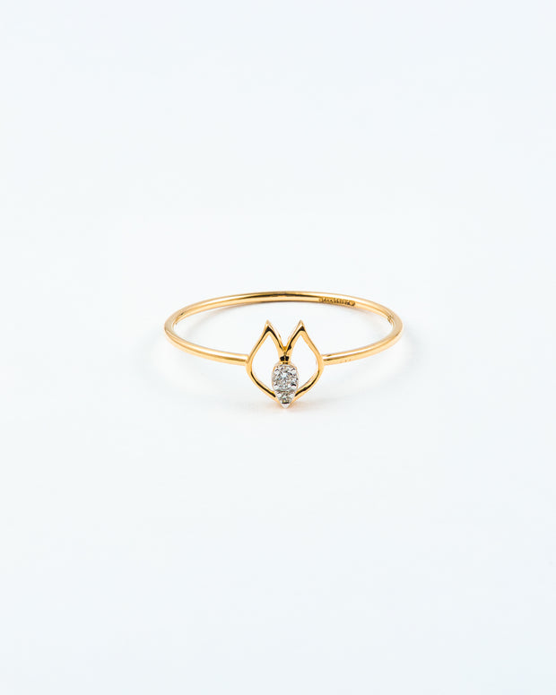 Yellow Gold Solitaire Ring with Stylized Setting