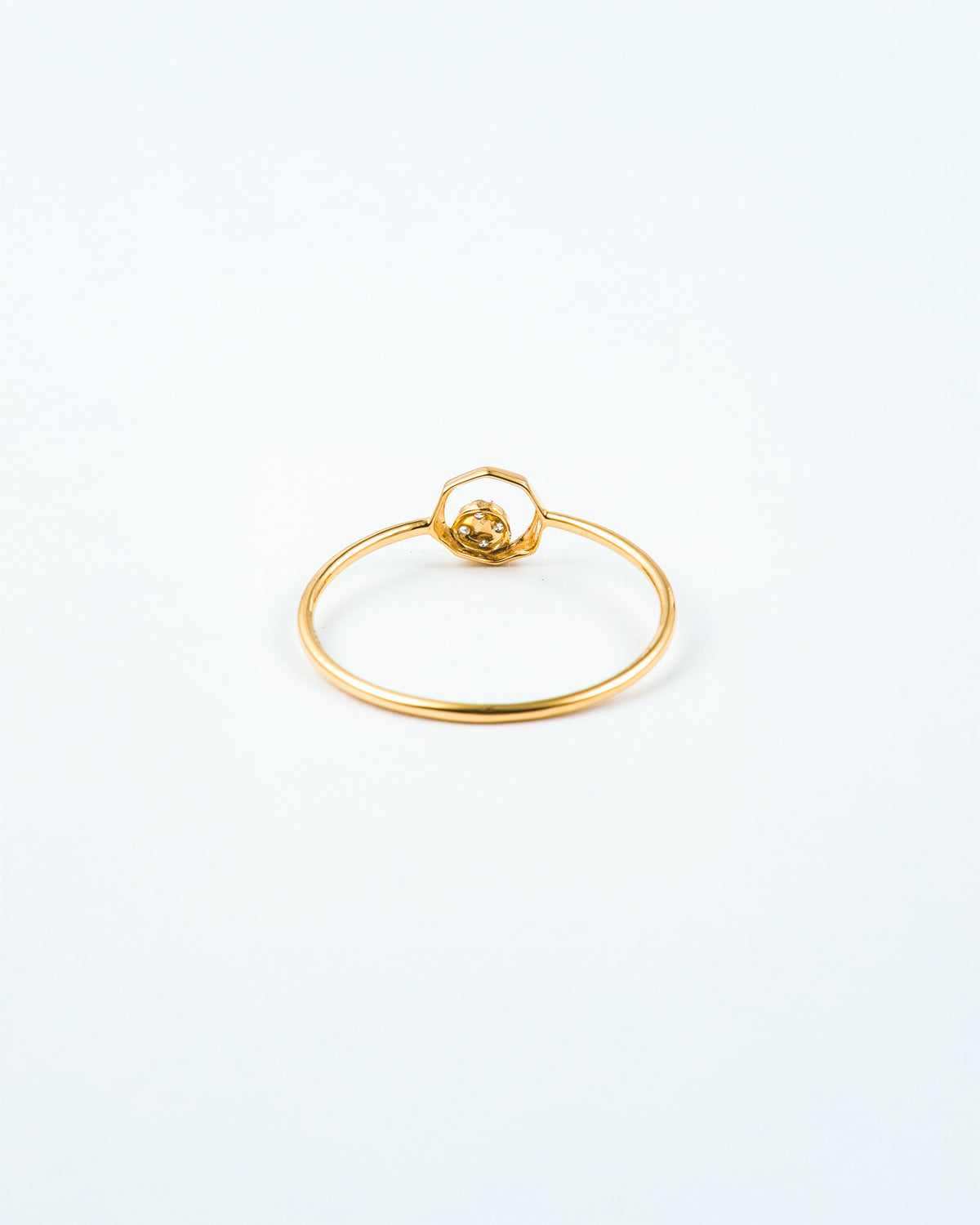 Yellow Gold Diamond Open Circle Stackable Ring
