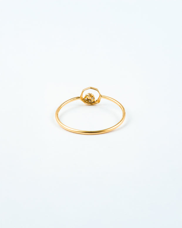 Yellow Gold Diamond Open Circle Stackable Ring