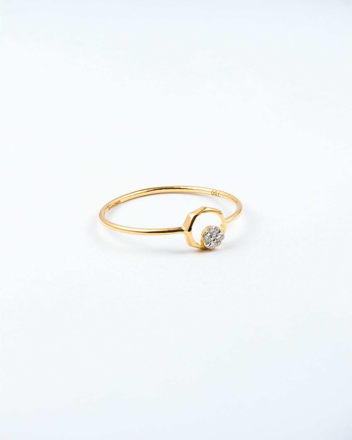 Yellow Gold Diamond Open Circle Stackable Ring