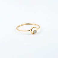 Yellow Gold Diamond Open Circle Stackable Ring