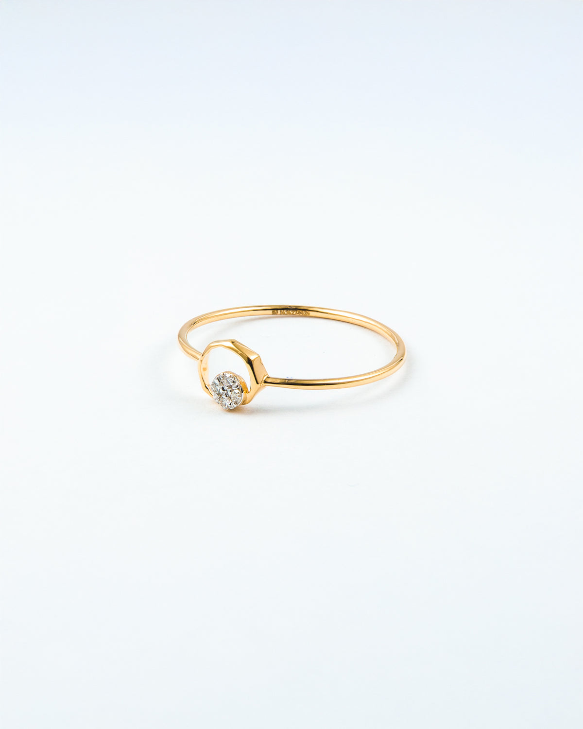 Yellow Gold Diamond Open Circle Stackable Ring