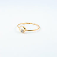 Yellow Gold Diamond Open Circle Stackable Ring